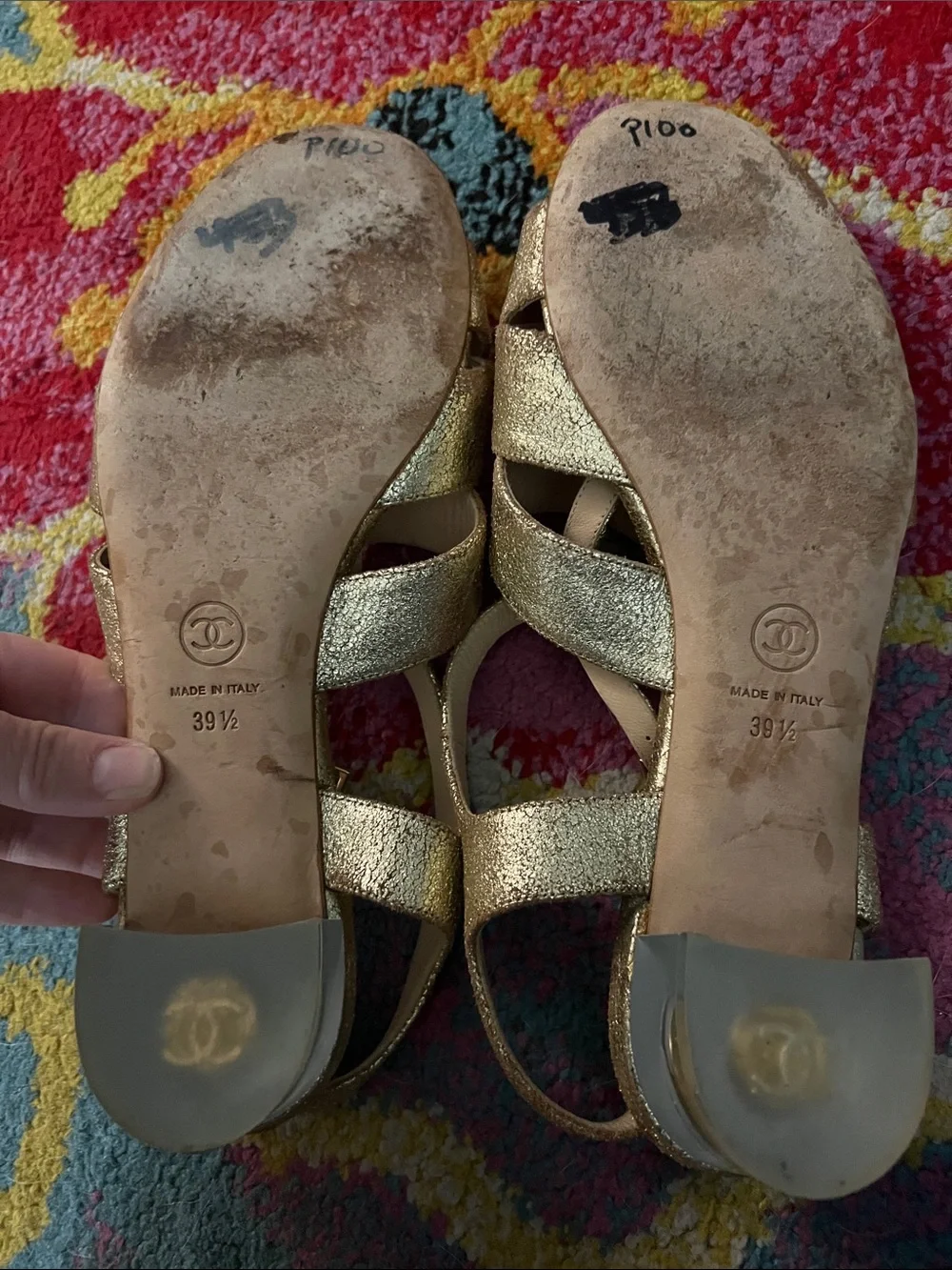 CHANEL Gold Sandal Women’s 39.5